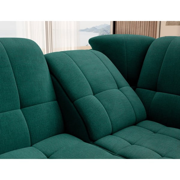 Zöld bársony kinyitható-tárolóhelyes sarokkanapé (jobb oldali-L alakú) Sado – ELTAP-image-1