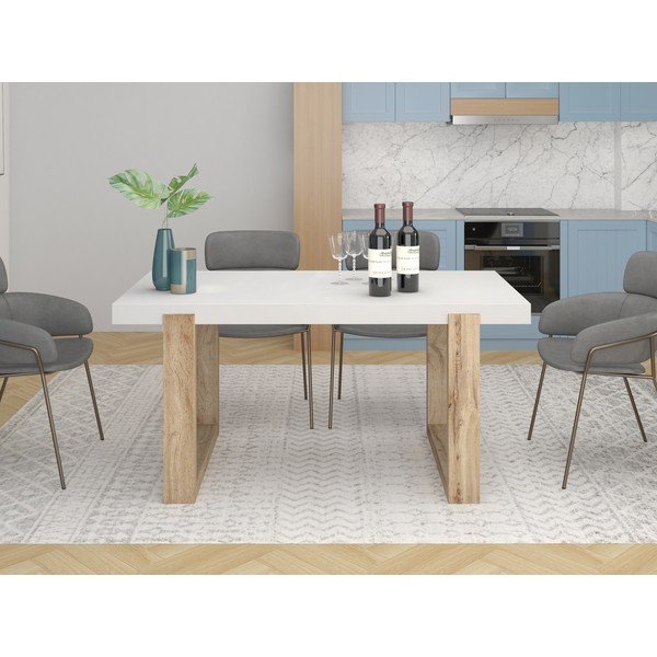 Fehér étkezőasztal 90x160 cm Solid – Støraa-image-1