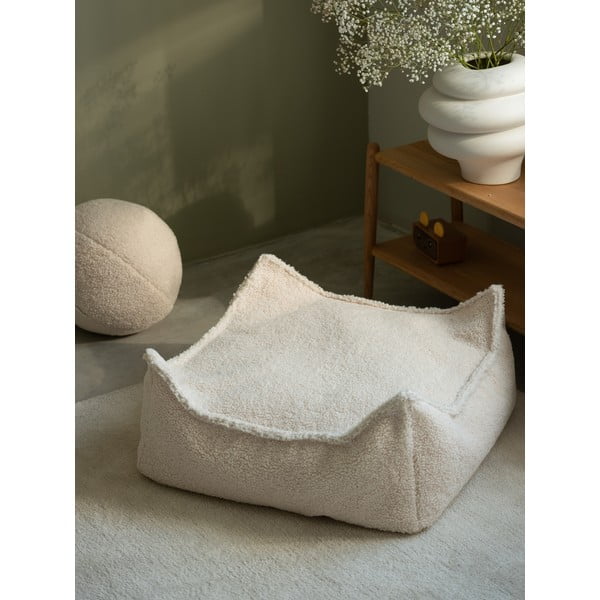 Krémszínű buklé gyerek babzsákfotel Square – Wigiwama-image-2