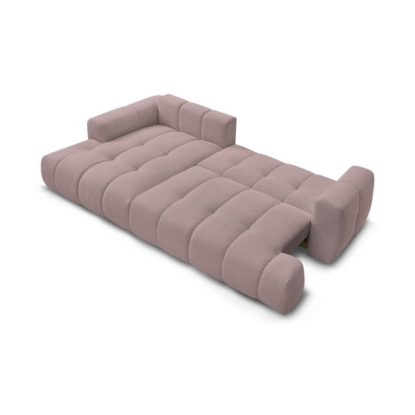 Rózsaszín kinyitható-tárolóhelyes sarokkanapé (bal oldali-heverő résszel) Fuji – Bobochic Paris-image-4