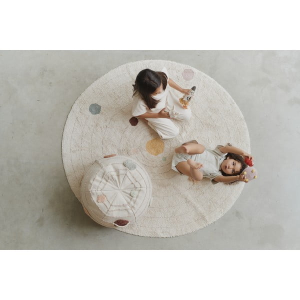 Bézs pamut gyerek játszószőnyeg ø150 cm Solar System – Lorena Canals-image-1