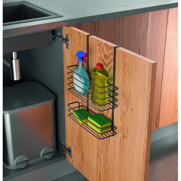 Galileo Lava Double fekete fém konyhai függőpolc - Metaltex-image-1