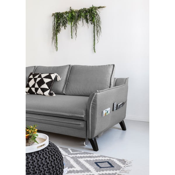 Charming Charlie sötétszürke kinyitható sarokkanapé, bal oldali - Miuform-image-4