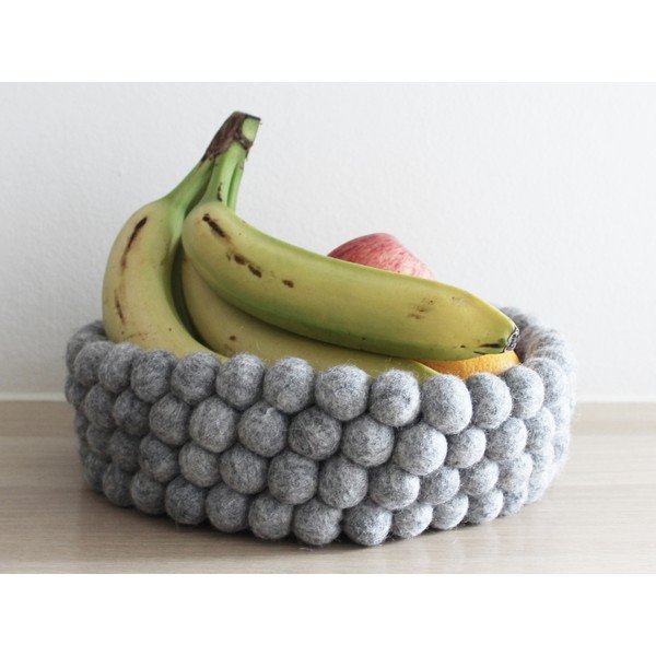 Ball Basket acélszürke golyós, gyapjú tárolókosár, ⌀ 28 cm - Wooldot-image-1
