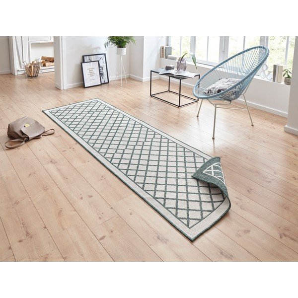 Sydney zöld-krémszínű kültéri szőnyeg, 80 x 250 cm - NORTHRUGS-image-1