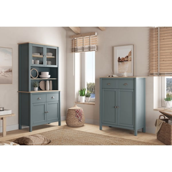 Szürkészöld borovi fenyő kredenc 90x180,5x40 cm Misti – Marckeric-image-1