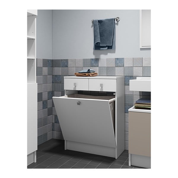 Combi fehér fürdőszobaszekrény belső szennyestartóval, szélesség 60 cm - Symbiosis-image-2