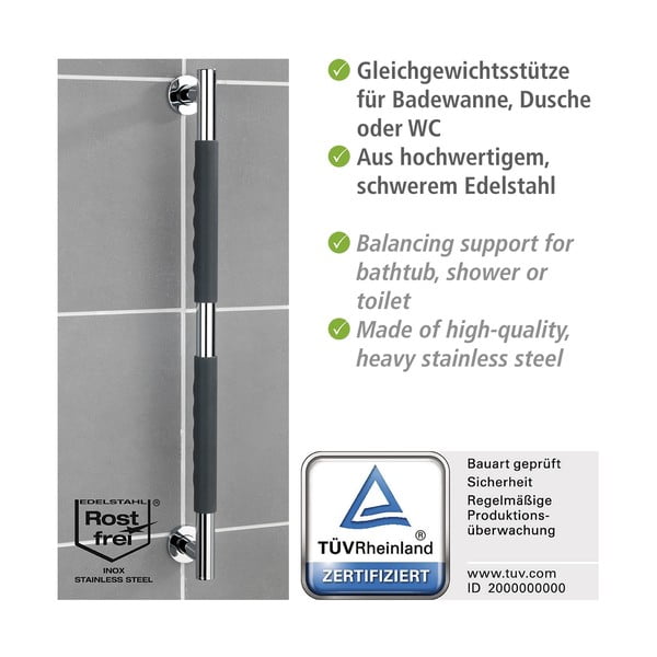 Fali rozsdamentes acél fürdőszobai kapaszkodó Secura – Wenko-image-4