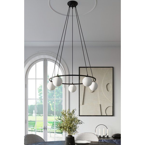 Fehér-fekete függőlámpa üveg búrával Umerta – Sollux-image-1