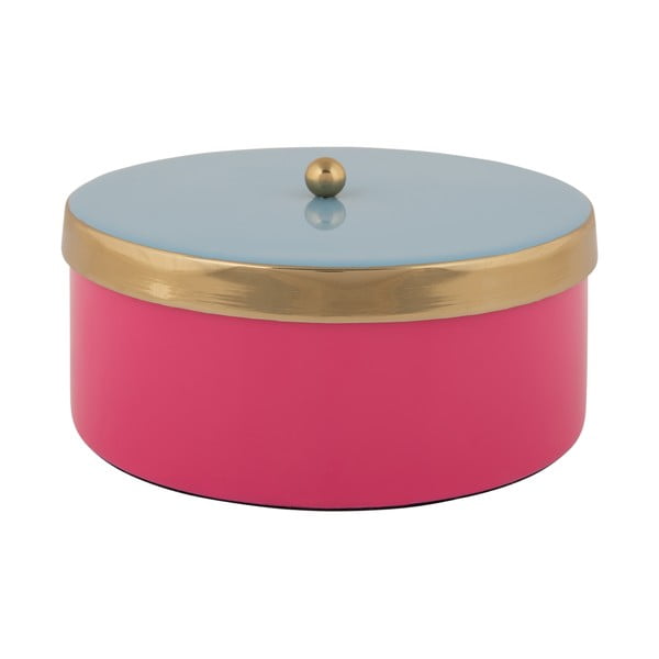 Rózsaszín dekoratív fém tárolódoboz ø 16x6 cm Double Funky – PT LIVING