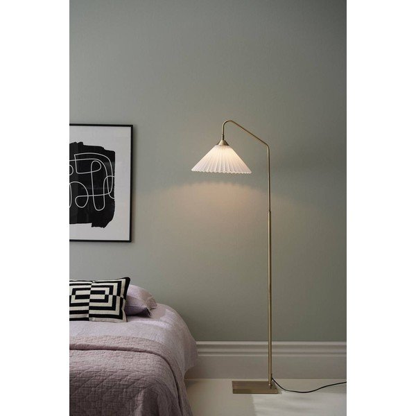 Krémszínű-sárgaréz színű textil állólámpa hajlítható szerkezettel (magasság 155 cm) Kate – Ellos Home-image-1