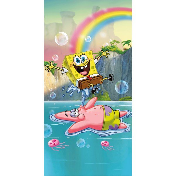 Pamut gyerek fürdőlepedő 70x140 cm Sponge Bob "Tropical Duo" – Jerry Fabrics