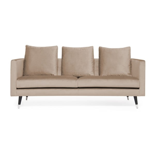 Harper Velvet bézs 3 személyes kanapé, ezüstszínű lábakkal - Vivonita