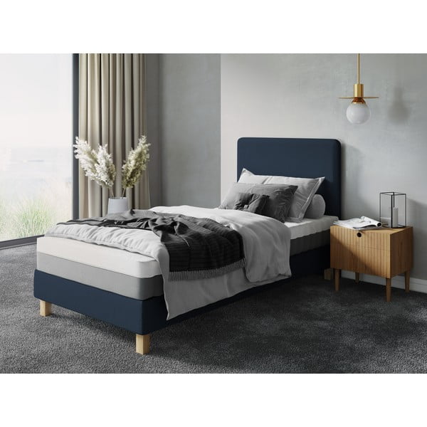 Sötétkék kárpitozott egyszemélyes ágy ágyráccsal 90x200 cm Lotus – Cosmopolitan Design-image-4