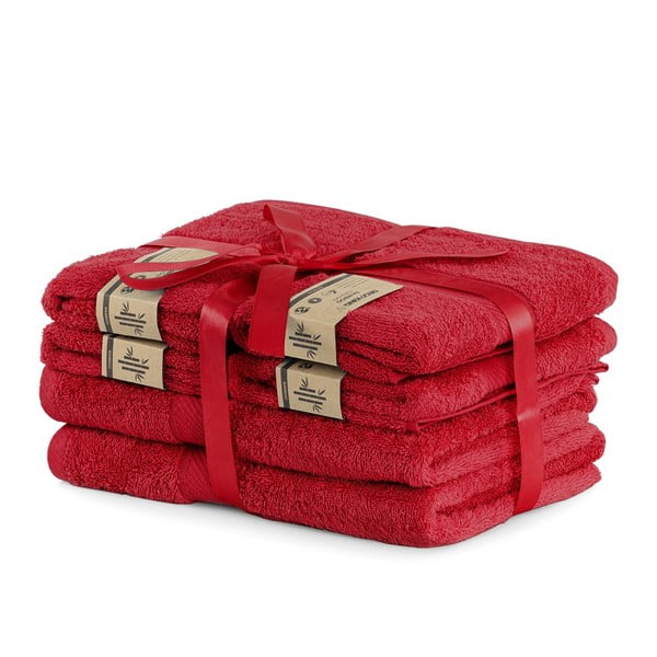 Bamby Red szett 2 db piros fürdőlepedővel és 4 db törölközővel - DecoKing-image-1