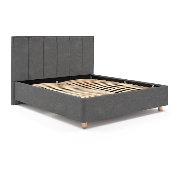 Wega világosszürke kétszemélyes ágy ágyráccsal és tárolóhellyel, 180 x 200 cm - AzAlvásért-image-2