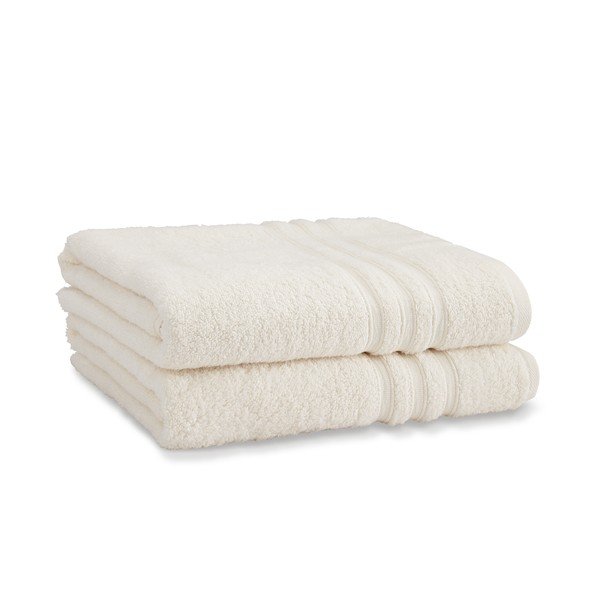 Krémszínű frottír pamut fürdőlepedő szett 2 db-os 90x140 cm Zero Twist – Catherine Lansfield