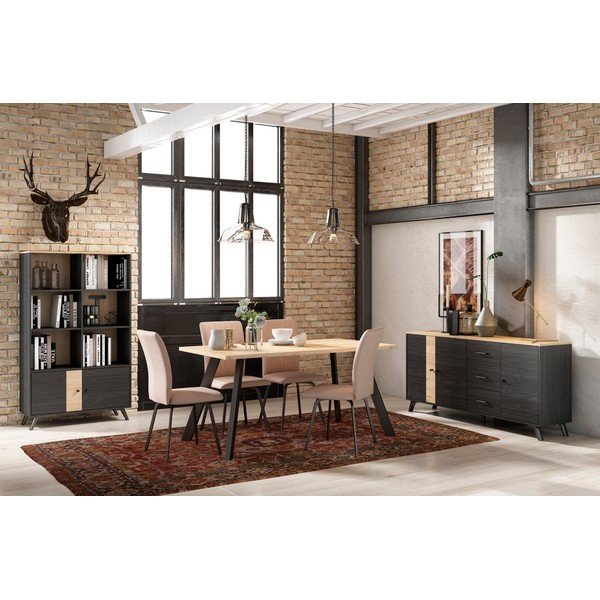 Étkezőasztal tölgyfa dekoros asztallappal 90x160 cm Texas – Marckeric-image-1