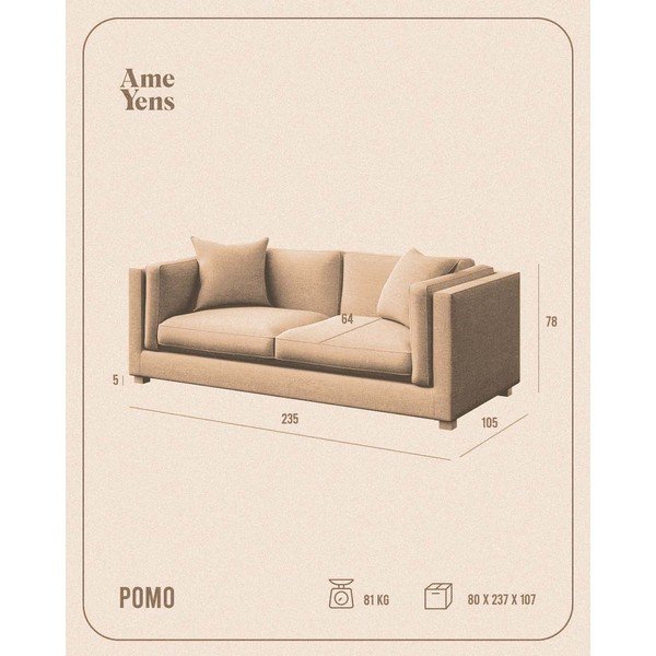 Bézs kanapé 235 cm Pomo – Ame Yens-image-4