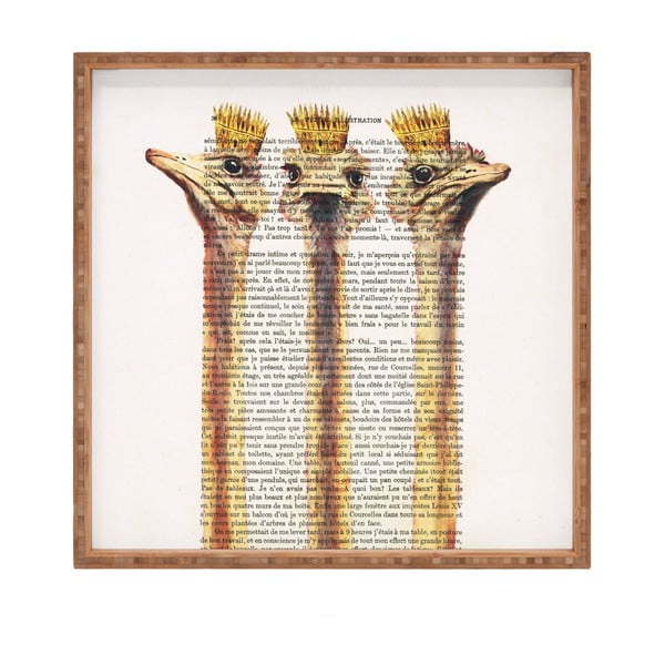 Ostriches dekoratív fatálca, 40 x 40 cm