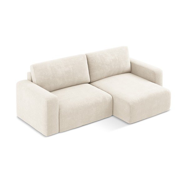 Krémszínű zsenília kinyitható-tárolóhelyes sarokkanapé (jobb oldali-heverő résszel) Kona – Makamii-image-3