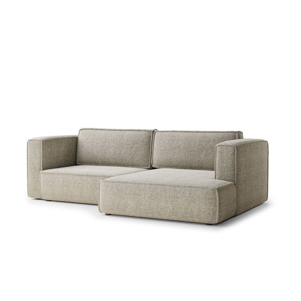 Bézs zsenília kinyitható-tárolóhelyes sarokkanapé (jobb oldali-heverő résszel) Velto – Maison de Rêve