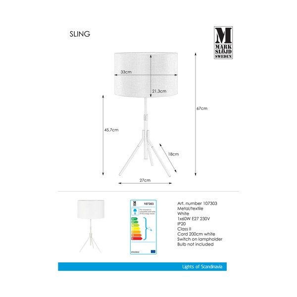 Sling fehér asztali lámpa - Markslöjd-image-2