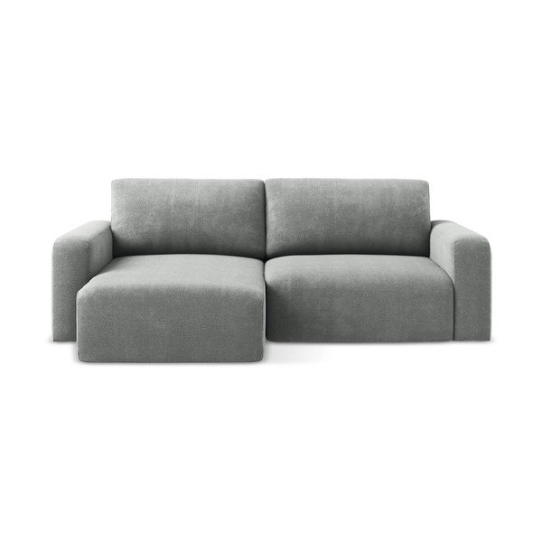 Szürke zsenília kinyitható-tárolóhelyes sarokkanapé (bal oldali-heverő résszel) Kona – Makamii