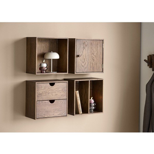 Sötétbarna többszintes tölgyfa fali polc 30 cm Townsville – House Nordic-image-1