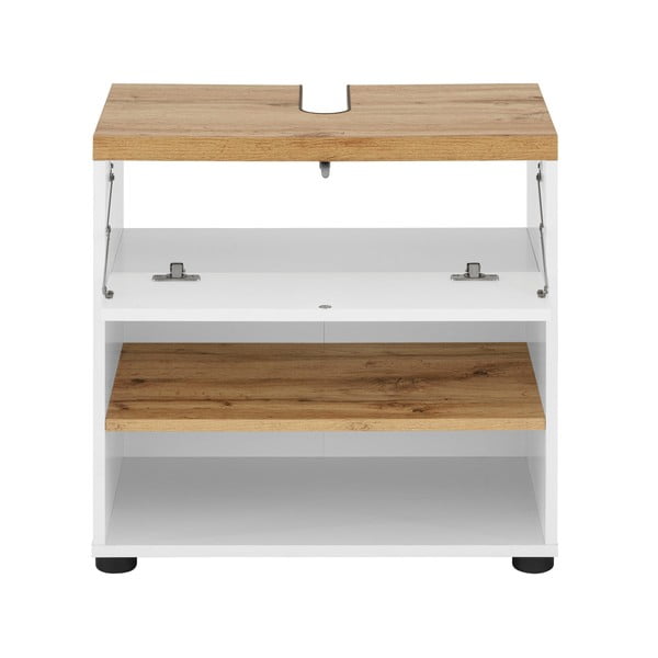 Fehér mosdó alatti szekrény tölgyfa dekorral 60x57 cm Thessa – Støraa-image-2