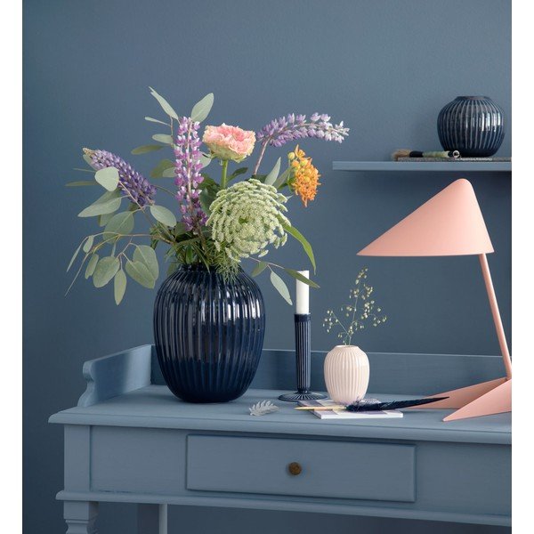 Hammershoi sötétkék agyagkerámia gyertyatartó, magasság 16 cm - Kähler Design-image-3