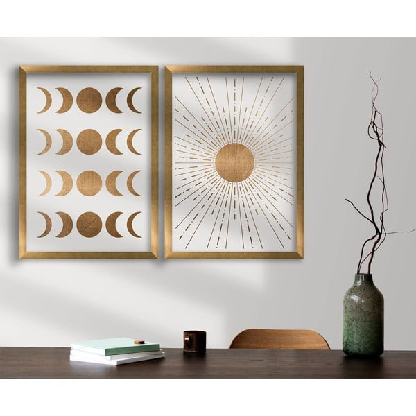 Kép szett 2 db-os 38x53 cm Moon & Sun – Wallity-image-1