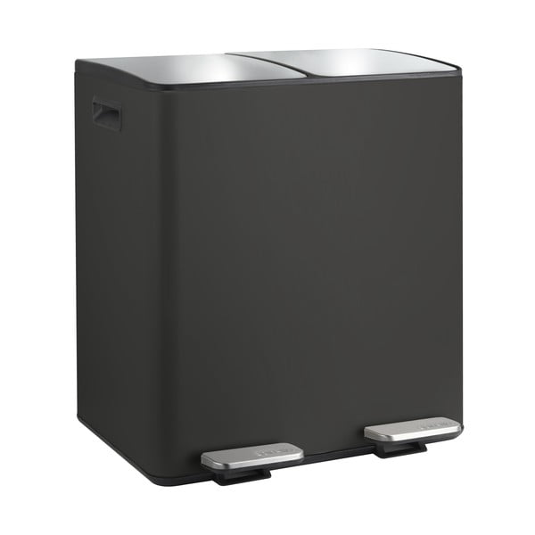 Matt fekete acél szelektív pedálos szemetes 2x20 l   Aliya – Spirella