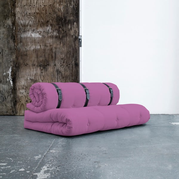 Buckle Up Taffy Pink állítható kanapéágy, fehér varrásos bőrpántokkal - Karup