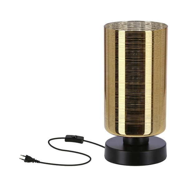 Fekete-aranyszínű asztali lámpa üveg búrával (magasság 25 cm) Cox – Candellux Lighting