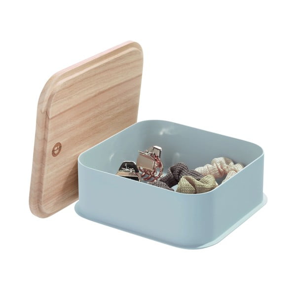 Eco szürke tárolódoboz paulownia fa fedéllel, 21,3 x 21,3 cm - iDesign-image-2