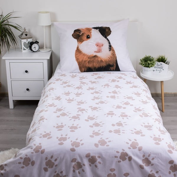 Fehér egyszemélyes pamut gyerek ágyneműhuzat 140x200 cm Guinea Pig – Jerry Fabrics-image-2