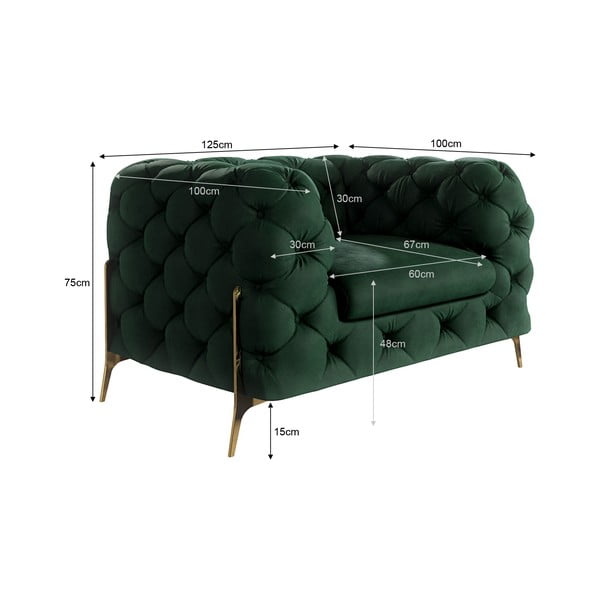 Sötétzöld bársony fotel Chelsea Bis – Ropez-image-4