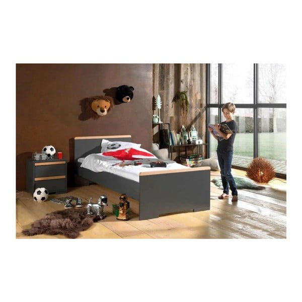 Sötétszürke gyerek éjjeliszekrény London – Vipack-image-2