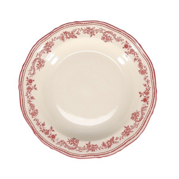 Borvörös-elefántcsont színű mély porcelán tányér ø 23 cm Cyril – S|P Collection