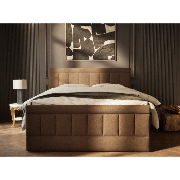 Barna ágyneműtartós boxspring ágy 200x200 cm Caya – Maison de Rêve-image-4