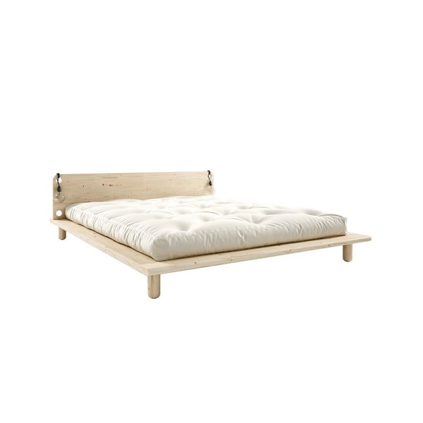 Peek kétszemélyes tömörfa ágy, ágytámlával, lámpával és Comfort matraccal, 160 x 200 cm - Karup Design
