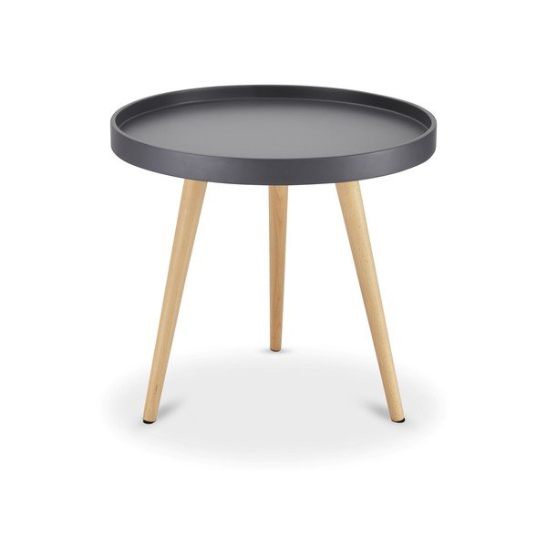 Opus szürke tárolóasztal bükkfa lábakkal, ⌀ 50 cm - Furnhouse-image-1