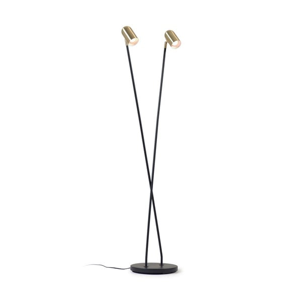 Fekete-aranyszínű állólámpa fém búrával (magasság 152 cm) Clemence – Kave Home