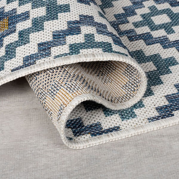Sárga-kék kültéri-beltéri szőnyeg 200x290 cm Zia Trellis – Flair Rugs-image-2