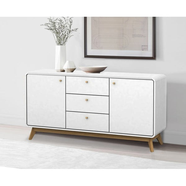 Fehér alacsony komód 140x75 cm Caitlin – Støraa-image-1
