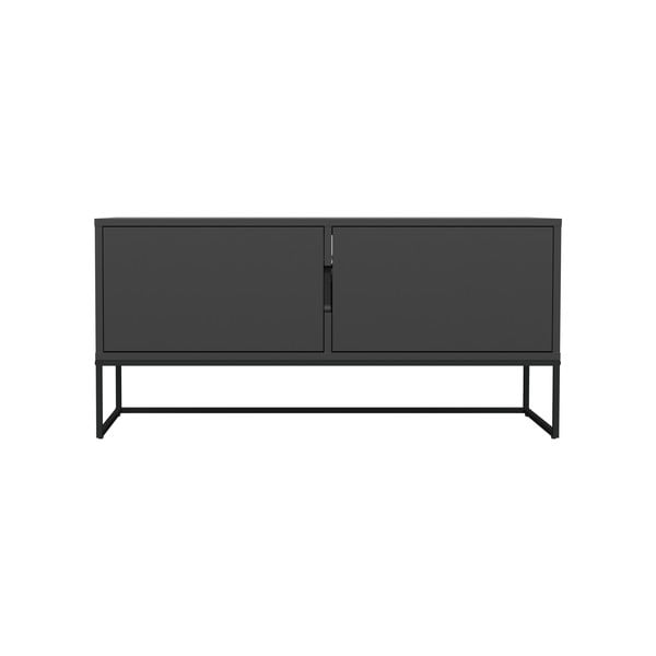 Lipp fekete kétajtós TV-állvány fekete fémlábakkal, szélesség 118 cm - Tenzo