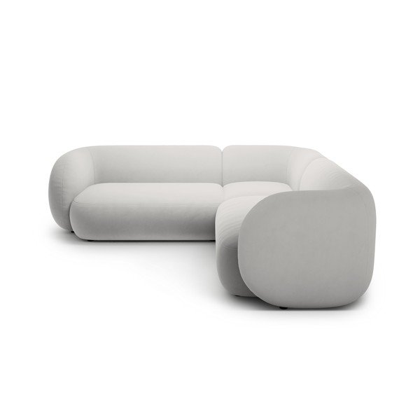 Világosszürke bársony sarokkanapé Kate – Micadoni -image-1