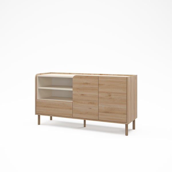 Natúr színű komód tölgyfa dekorral 141x75,5x44 cm Monza – Marckeric-image-4