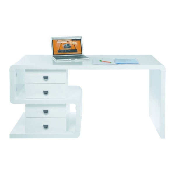 Snake fehér dolgozó asztal 4 fiókkal, 150 cm hosszú - Kare Design